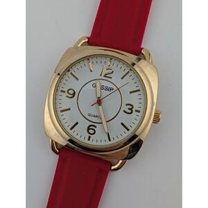 Gossip‎ Women's Watch 40mm Gold Case Red Silicone Band GSP888C- New Battery